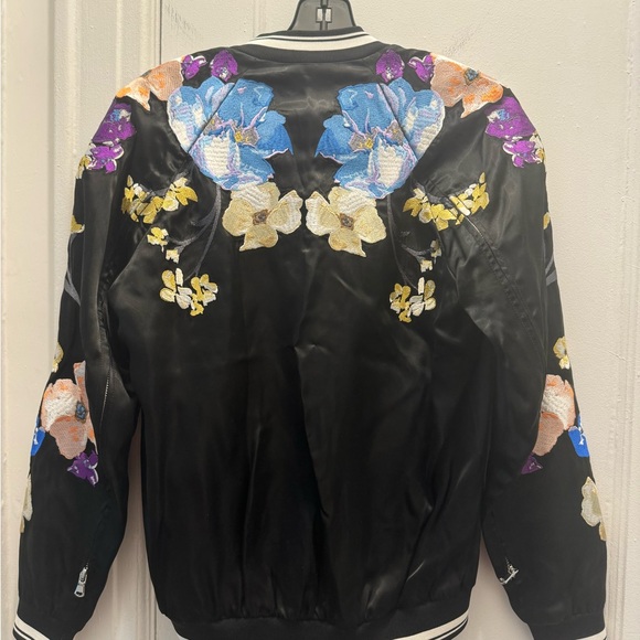 Black Phillip Lim Floral Bomber Jacket Size 0 - Picture 3 of 5